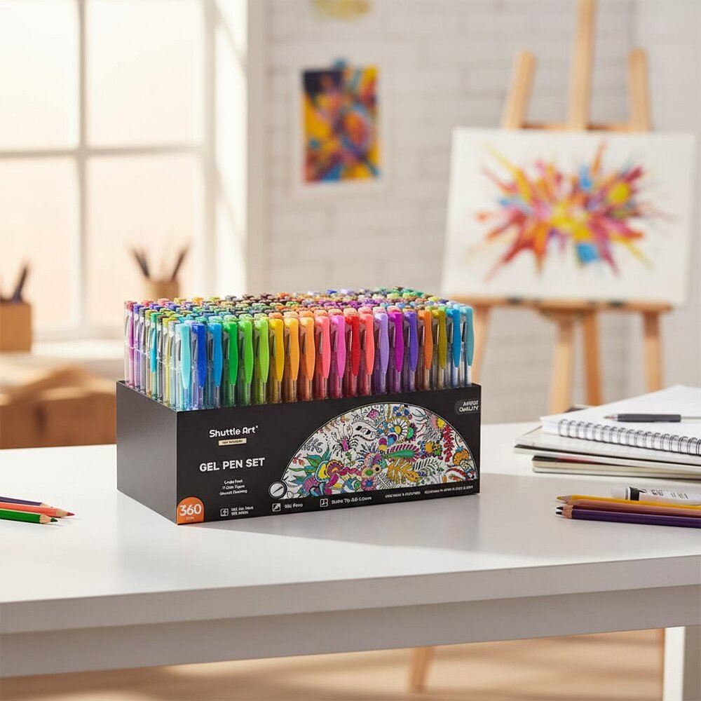 Shuttle Art 360 Pack Gel Pens Set, 180 Colors Gel Pen Set Plus 180 Color